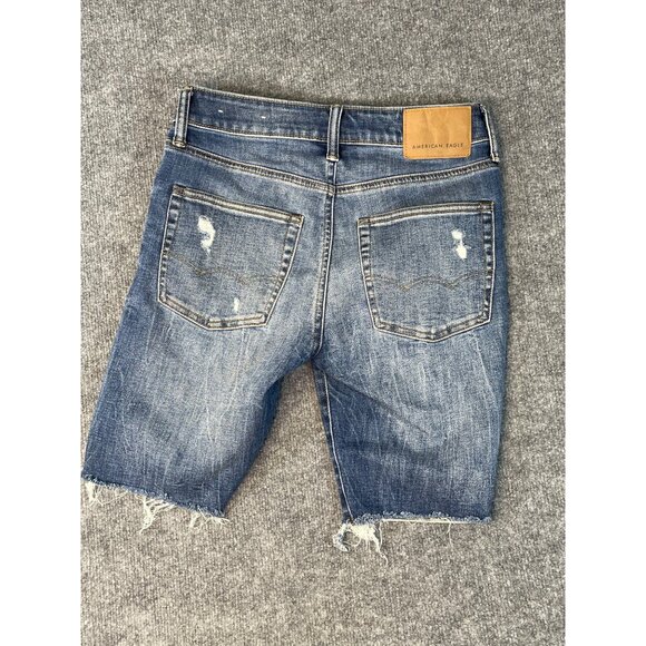 American Eagle mens size 28 airflex + denim jean shorts Distressed pre-owned - Picture 14 of 16